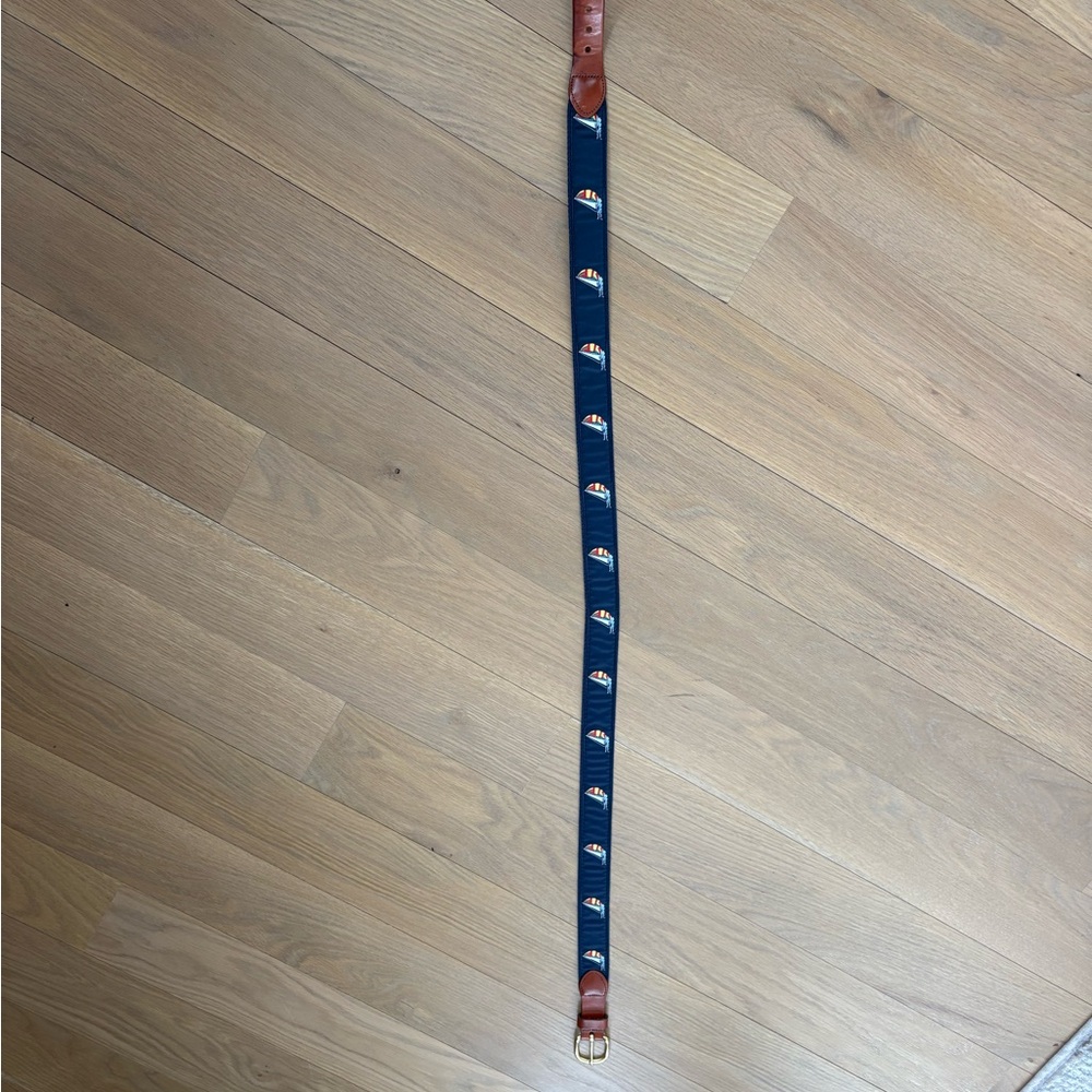 Blue and Brown Belt with Gold Buckle